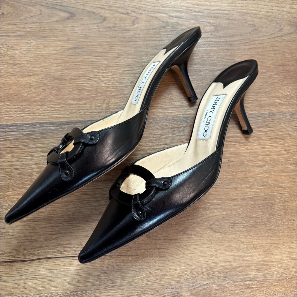 Jimmy Choo Black Leather Heels